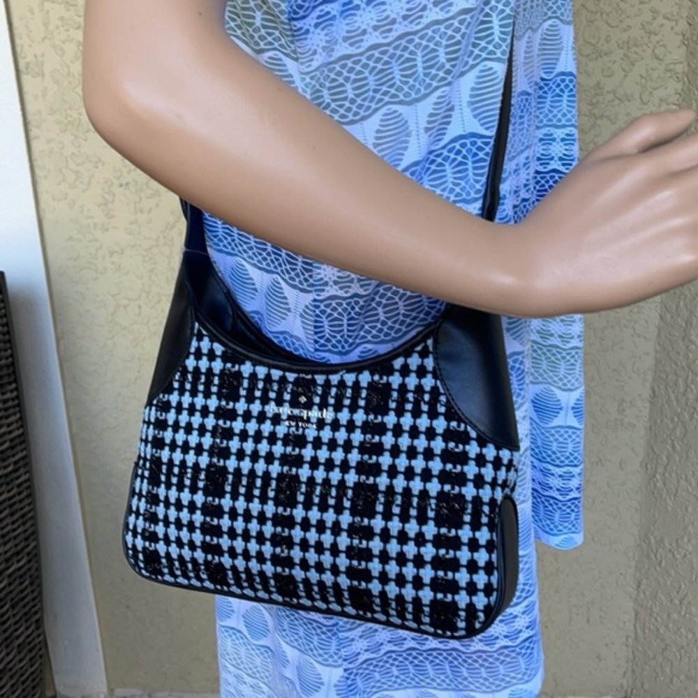 Kate Spade Crossbody Tweed Fabric Blue Multi - Picture 13 of 15